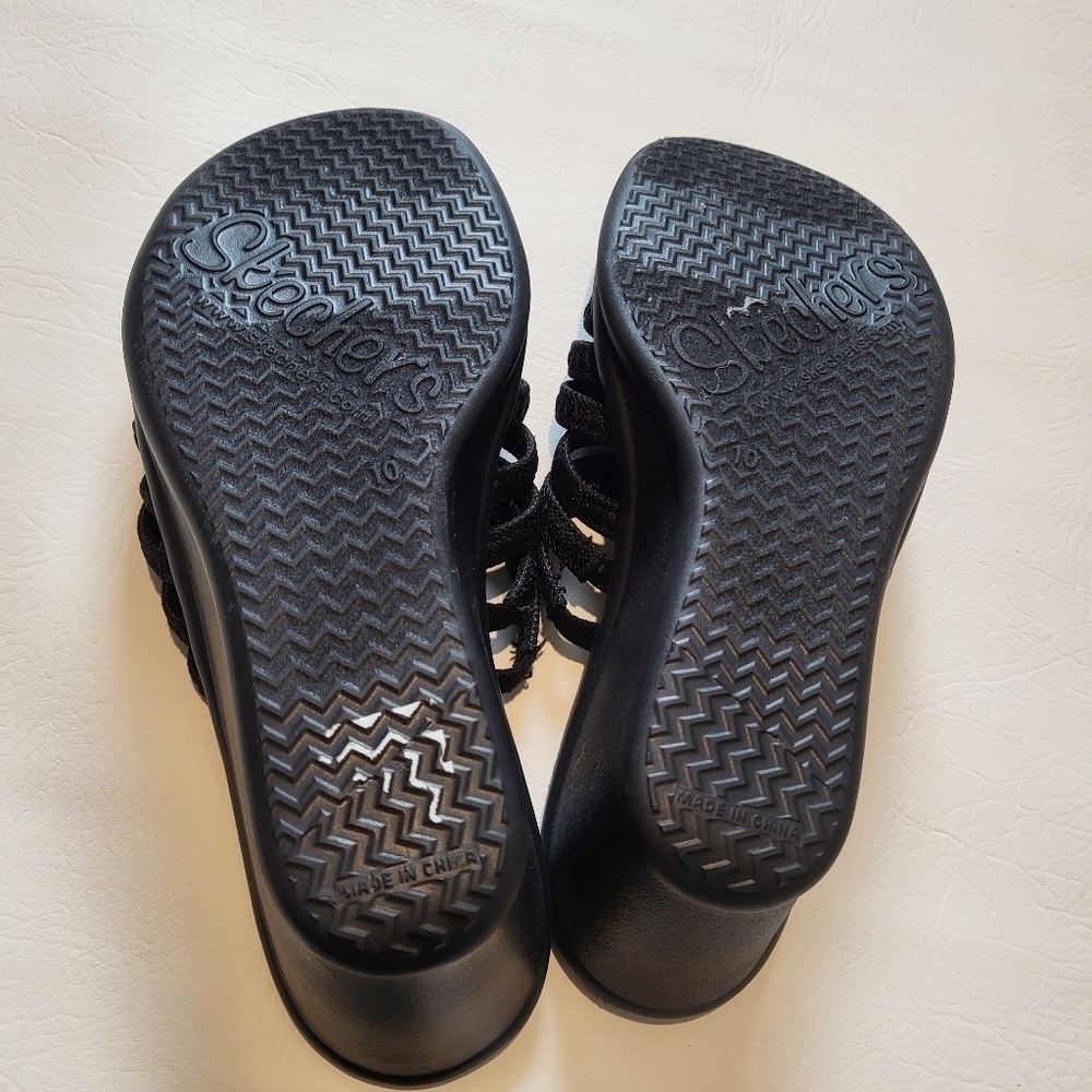 Skechers Cali Womens Rumblers Hot Shot Wedge Sandal black bejeweled size 10 NWOB - Picture 3 of 10